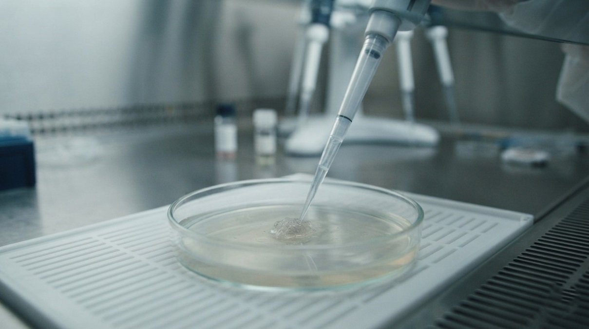 Gut bacteria AI framework scanning human microbiome samples to detect early cellular mutations.