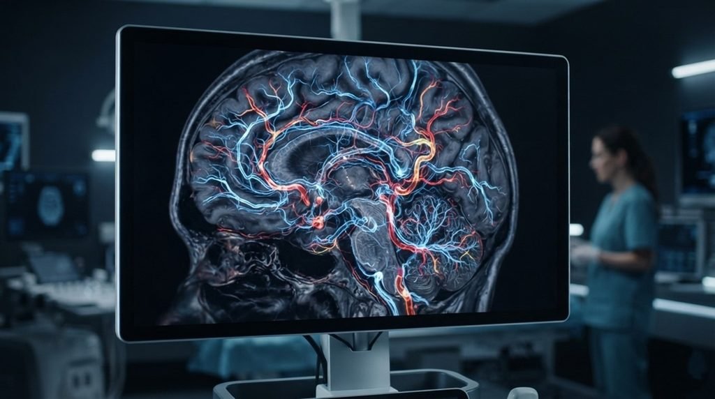New 4D scan visualization mapping microscopic blood vessels in a live brain tissue model.