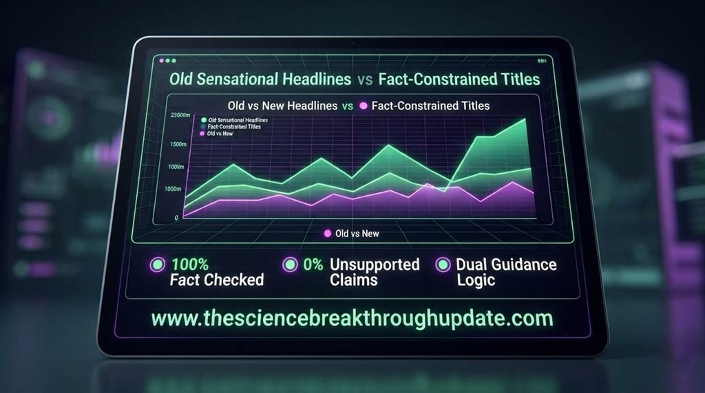 Detailed statistical technical dashboard chart showing clickbait headline filtration accuracy rates and dual guidance AI evaluation metrics