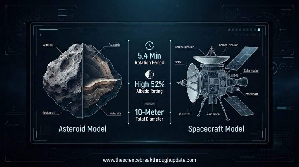 Statistical data chart comparing the 5.4 minute rotation and 52 percent albedo of the suspected lost Soviet spacecraft
