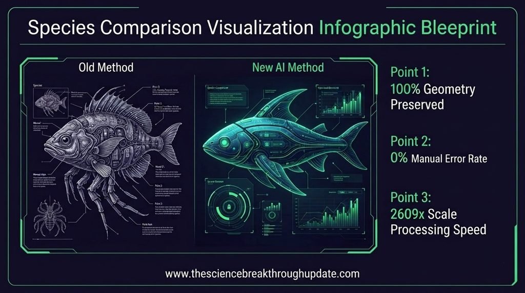 Multi-graphic anatomical comparison infographic showing the old manual measurement system versus the new Pheno-GS AI mapping technique