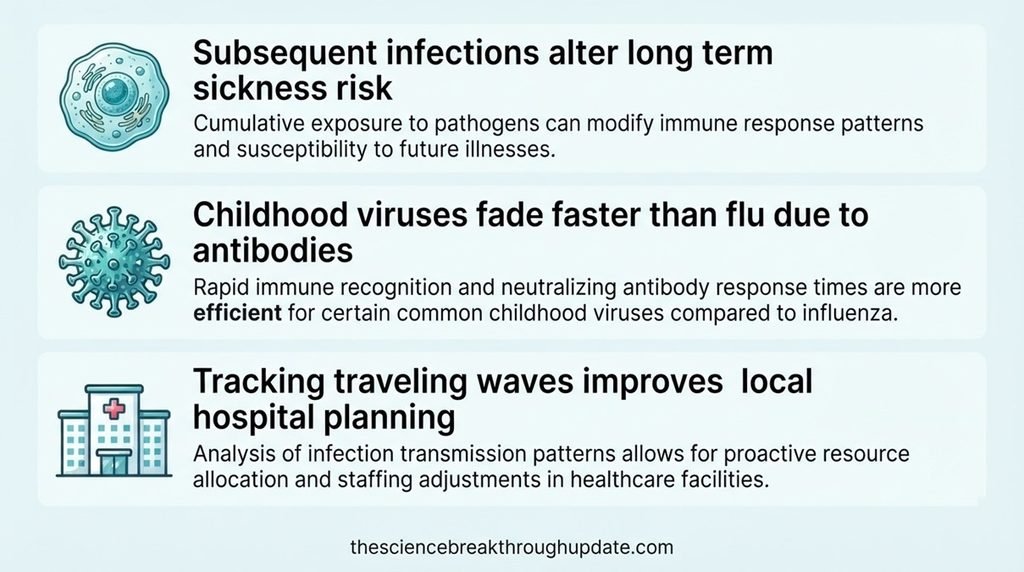 Visual explainer infographic detailing public health FAQs on immunity waves with matching biological icons