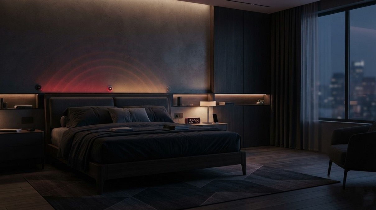 a tech-enabled smart bedroom adjusting its lighting to help cure chronic insomnia.