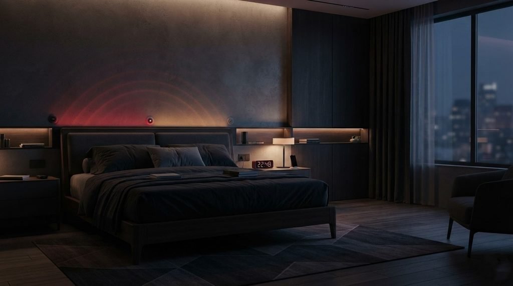 a tech-enabled smart bedroom adjusting its lighting to help cure chronic insomnia.