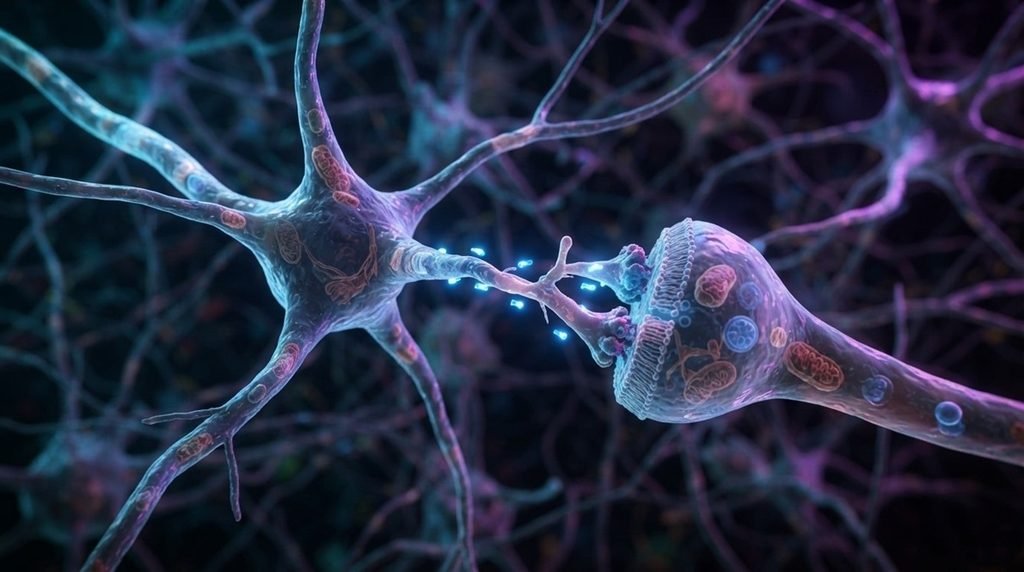 Brain rewires its physical structure showing dynamic neural fiber bundles swapping connection pathways under microscopic macro photography