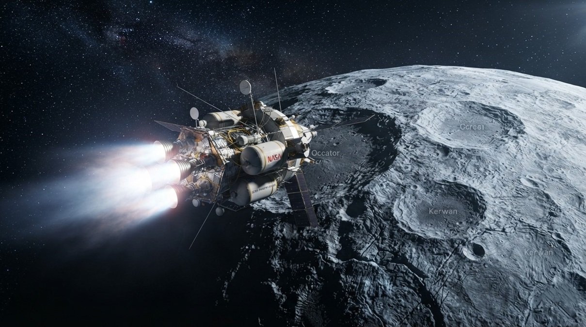 Reusable nuclear orbital vehicle harvesting water ice on the dwarf planet Ceres for deep space logistics
