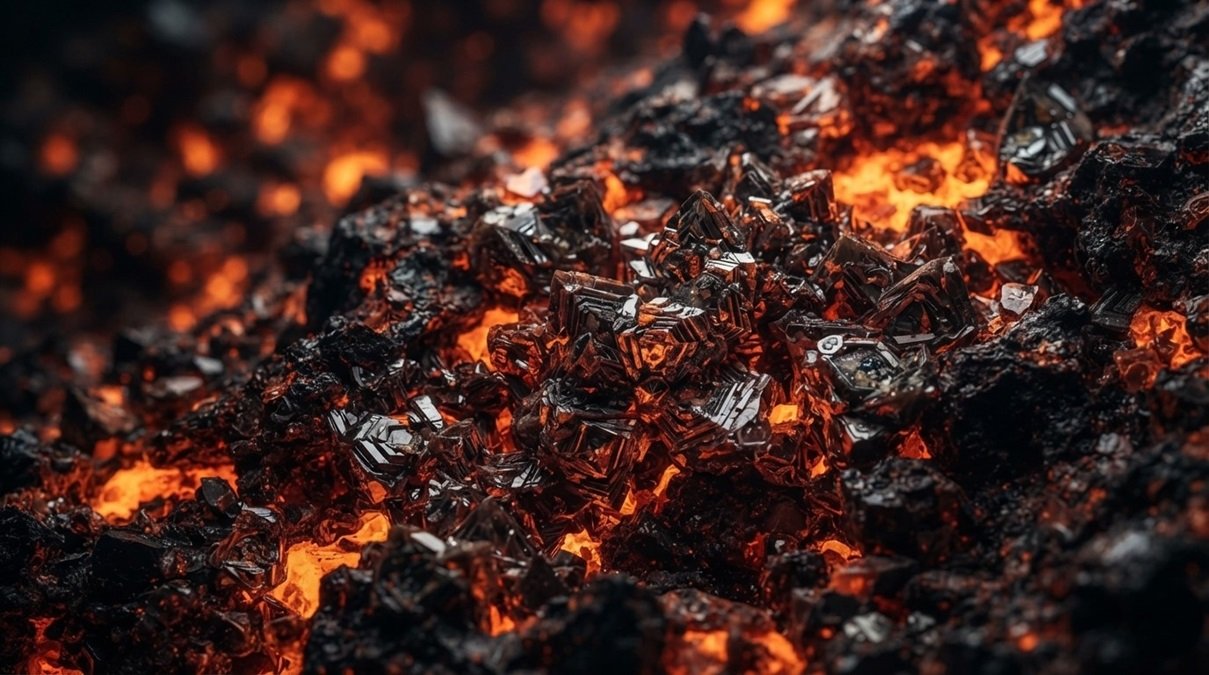 Davemaoite crystal mystery inside the Earth lower mantle showing high pressure mineral grains and molten magma textures.