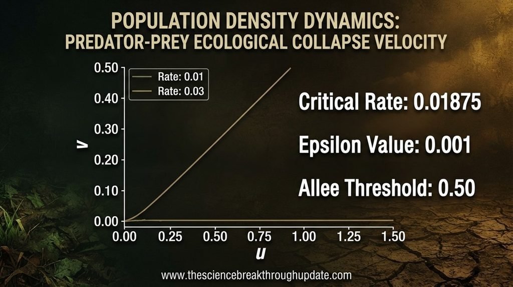  Mathematical line plot mapping critical rate values and allee thresholds where climate change speed triggers ecological tipping.
