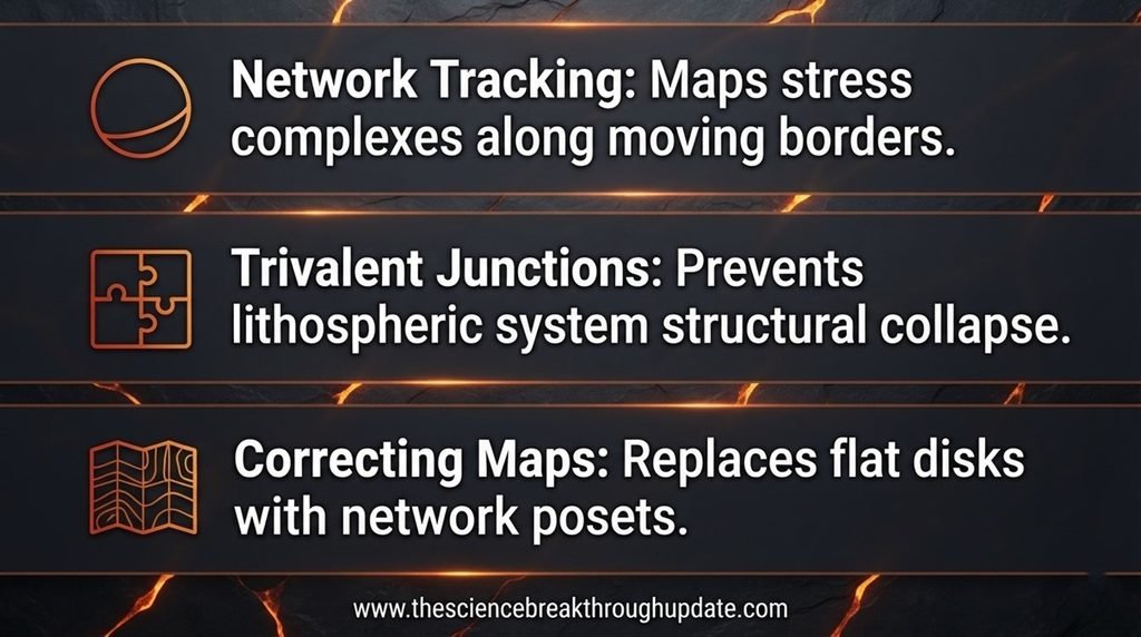  Educational FAQ explainer chart detailing network tracking trivalent junctions and map corrections for deep-earth crust discovery

